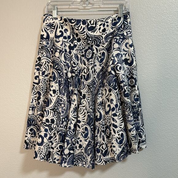 Ralph Lauren Blue and White A LIne Flare Skirt Knee-Length - Picture 5 of 5